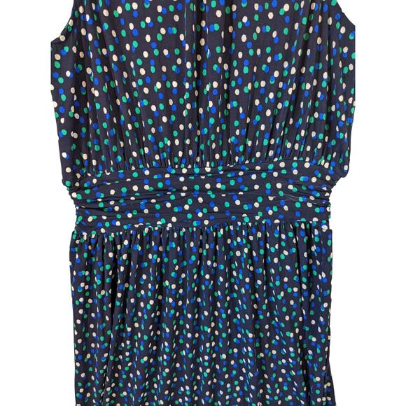 Leota Aria Dress Polka Dot Ruched Waist Sleeveless Blue Medium Knot Dotted Knee - Picture 2 of 13